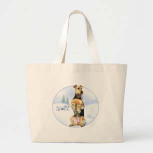 Airedale Terrier Noel Large Tote Bag