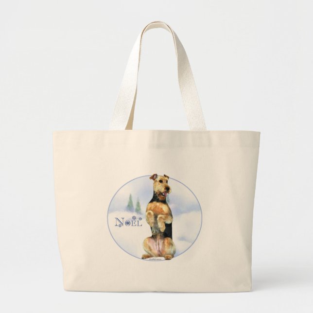Airedale Terrier Noel Large Tote Bag (Front)