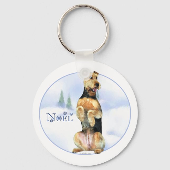 Airedale Terrier Noel - Magnet Keychain (Front)