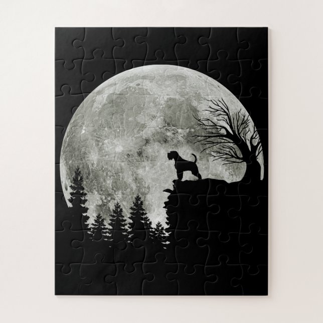 Airedale Terrier On Mountain Halloween Dog Lovers Jigsaw Puzzle (Vertical)