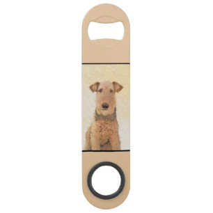 Airedale Terrier Painting - Cute Original Art Bar Key