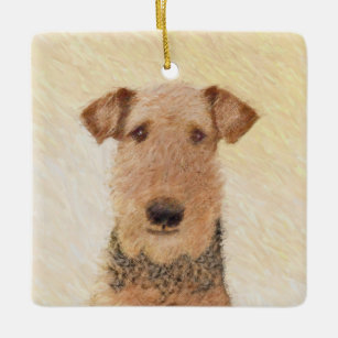 Airedale Terrier Painting - Cute Original Art Ceramic Ornament