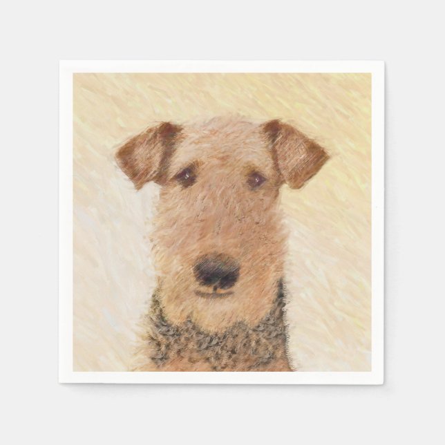 Airedale Terrier Painting - Cute Original Art Napkin (Front)