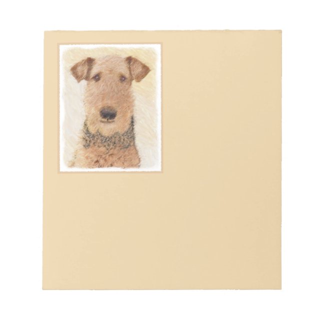 Airedale Terrier Painting - Cute Original Art Notepad (Front)