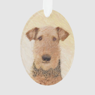 Airedale Terrier Painting - Cute Original Art Ornament