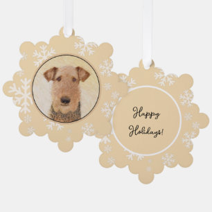 Airedale Terrier Painting - Cute Original Art Ornament Card
