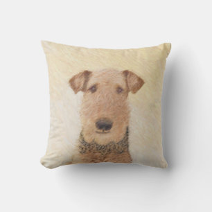 Airedale Terrier Painting - Cute Original Art Outdoor Pillow