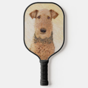 Airedale Terrier Painting - Cute Original Art Pickleball Paddle