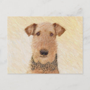 Airedale Terrier Painting - Cute Original Art Postcard