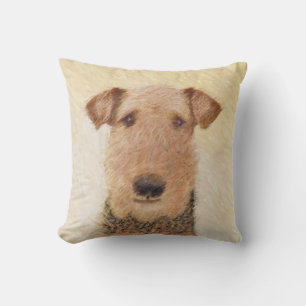 Airedale Terrier Painting - Cute Original Art Throw Pillow