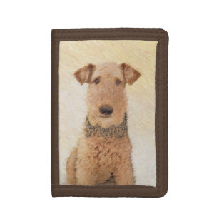 Airedale Terrier Painting - Cute Original Art Tri-fold Wallet