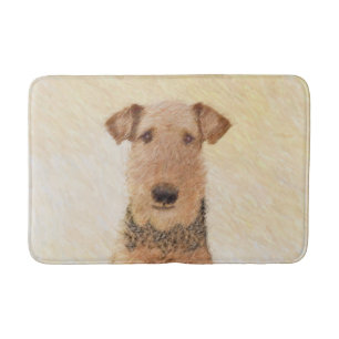 Airedale Terrier Painting - Cute Original Dog Art Bath Mat