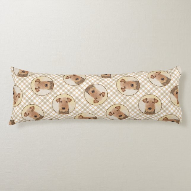 Airedale Terrier Painting Cute Original Dog Art Body Pillow (Front)