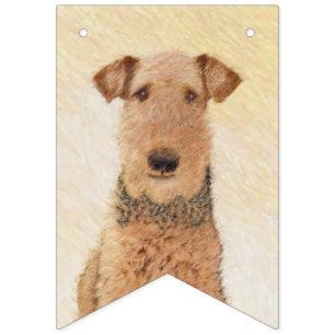 Airedale Terrier Painting - Cute Original Dog Art Bunting Flags