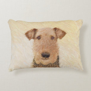 Airedale Terrier Painting - Cute Original Dog Art Decorative Pillow