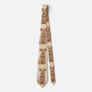 Airedale Terrier Painting - Cute Original Dog Art Tie