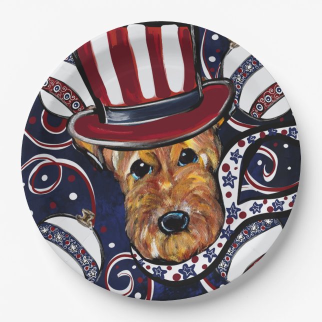  AIREDALE TERRIER    PAPER PLATE (Front)