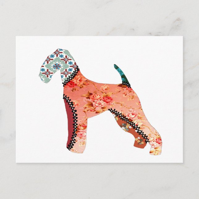 Airedale Terrier Patchwork Pet Postcard (Front)