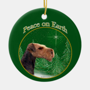 Airedale Terrier Peace Ceramic Ornament
