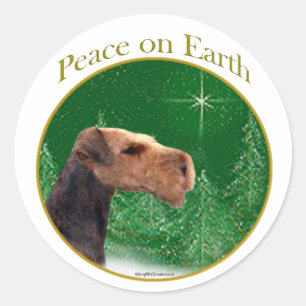 Airedale Terrier Peace Classic Round Sticker