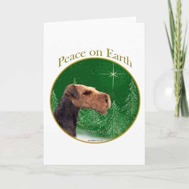 Airedale Terrier Peace Holiday Card (Front)
