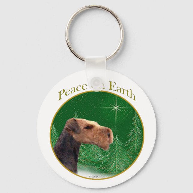 Airedale Terrier Peace Keychain (Front)