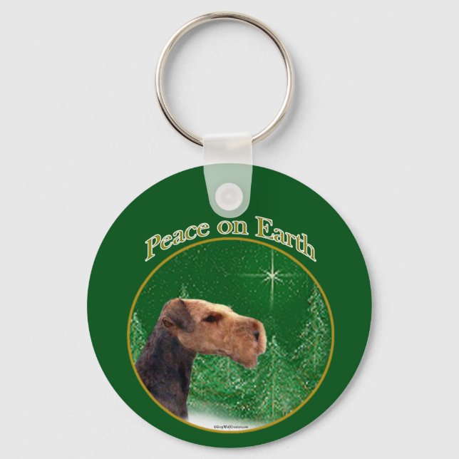 Airedale Terrier Peace Keychain (Front)