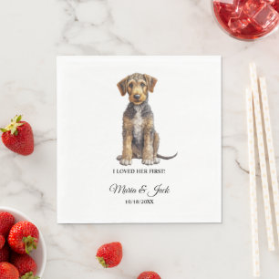 Airedale Terrier Personalized Pet Wedding Cocktail Napkin