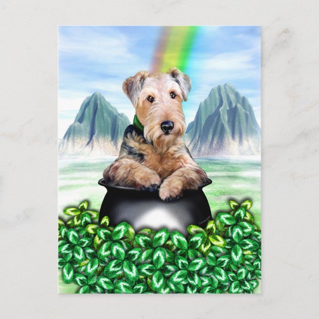 Airedale Terrier Pot of Gold Postcard (Front)