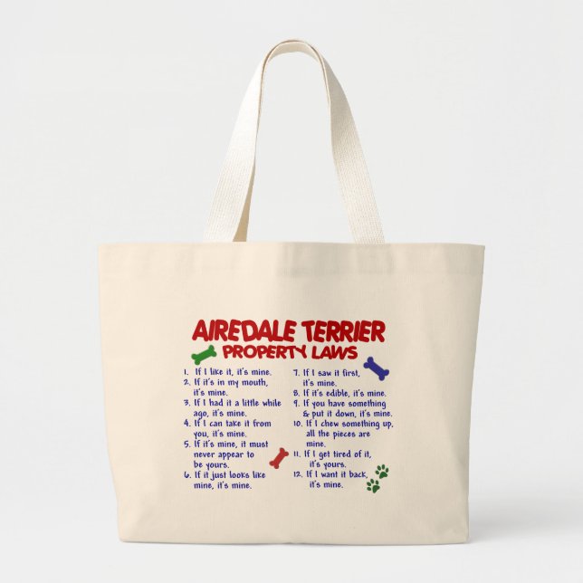 AIREDALE TERRIER Property Laws 2 Large Tote Bag (Front)