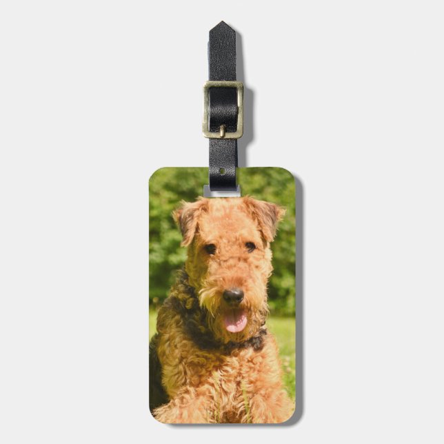 Airedale Terrier Puppy Dog Luggage Tag (Front Vertical)