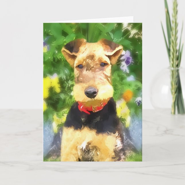 Airedale Terrier Puppy Greeting Card (Front)