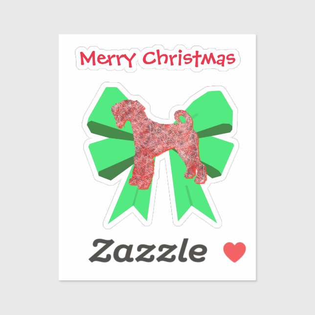 Airedale Terrier Red Dog & Green Bow Christmas (Sheet)