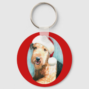 Airedale Terrier Santa Keychain