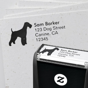 Airedale Terrier Silhouette Return Address Self-inking Stamp