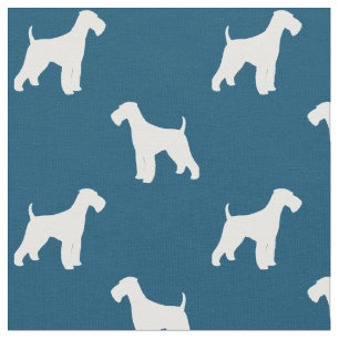 Airedale Terrier Silhouettes Pattern Fabric