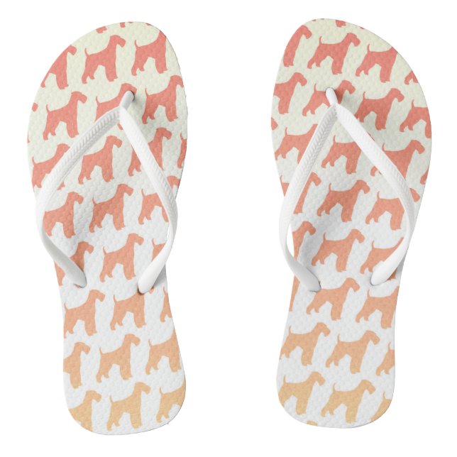 Airedale Terrier Silhouettes Pattern Flip Flops (Footbed)