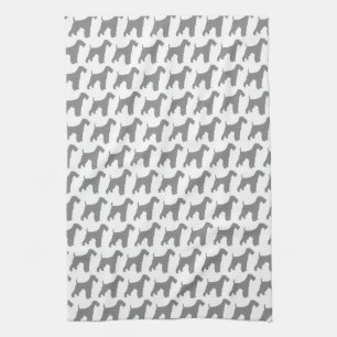 Airedale Terrier Silhouettes Pattern Kitchen Towel