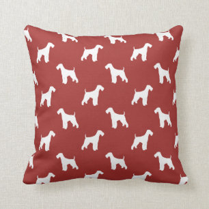 Airedale Terrier Silhouettes Pattern Throw Pillow