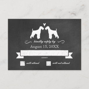 Airedale Terrier Silhouettes Wedding RSVP Response