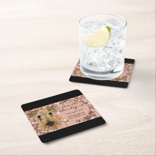 AIREDALE TERRIER SQUARE PAPER COASTER