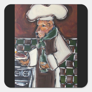 AIREDALE TERRIER SQUARE STICKER