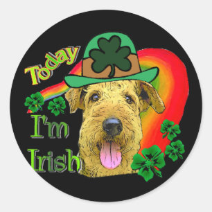 Airedale Terrier St Patricks Classic Round Sticker