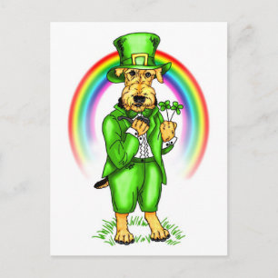 Airedale Terrier St. Patrick's Day Leprechaun Postcard
