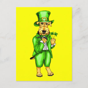 Airedale Terrier St. Patrick's Day Leprechaun Postcard
