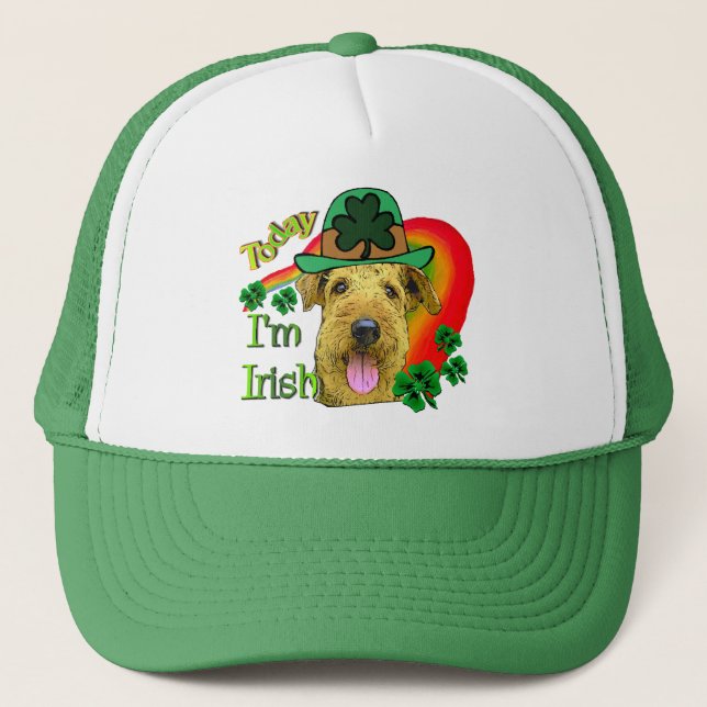 Airedale Terrier St. Patrick's Day Trucker Hat (Front)