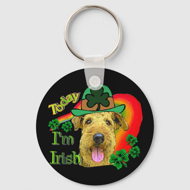 Airedale Terrier St Patricks Keychain (Front)