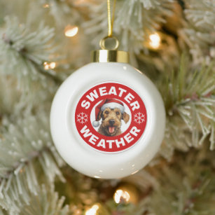 Airedale Terrier Sweater Weather Ceramic Ball Christmas Ornament