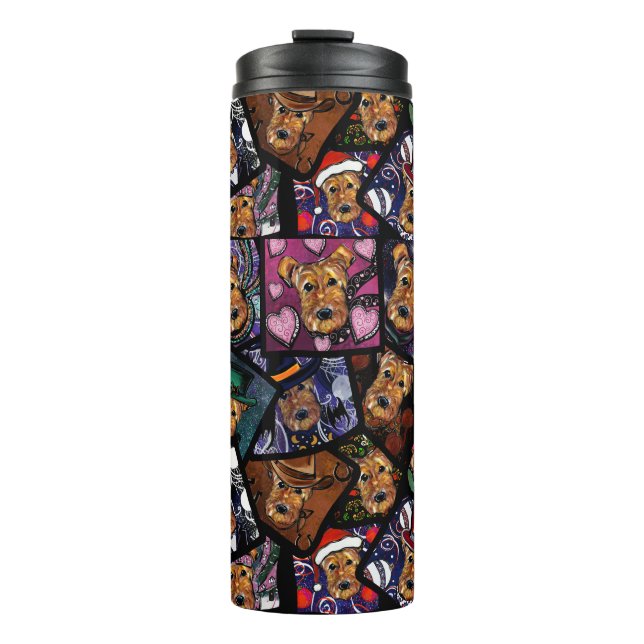 AIREDALE   TERRIER      THERMAL TUMBLER (Front)