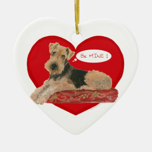 Airedale Terrier Valentine Ceramic Ornament